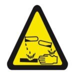 Placa Fotoluminescente Cuidado Risco de Corrosão A4 Placa Fotoluminescente Cuidado Risco de Corrosão A4