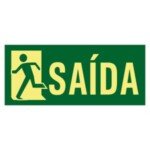 Placa Fotoluminescente Rota de Fuga Saída com boneco correndo a esquerda S14 Placa Fotoluminescente Rota de Fuga Saída com boneco correndo a esquerda S14