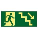 Placa Fotoluminescente Rota de Fuga Saída desce escada seta direita S8 Placa Fotoluminescente Rota de Fuga Saída desce escada seta direita S8