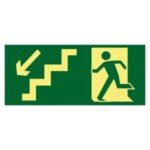Placa Fotoluminescente Rota de Fuga Saída desce escada seta esquerda S9 Placa Fotoluminescente Rota de Fuga Saída desce escada seta esquerda S9