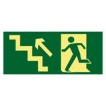 Placa Fotoluminescente Rota de Fuga Saída sobe escada seta esquerda S10 Placa Fotoluminescente Rota de Fuga Saída sobe escada seta esquerda S10