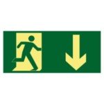 Placa Fotoluminescente Rota Fuga Saída Seta para Baixo Placa Fotoluminescente Rota Fuga Saída Seta para Baixo