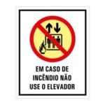 Placa fotoluminescente em caso de incêndio não use o elevador P4
